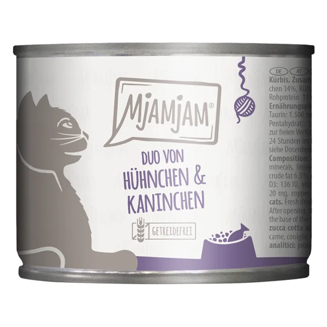 MjAMjAM Duo 6 x 200 g - kuřecí a králičí s dýní