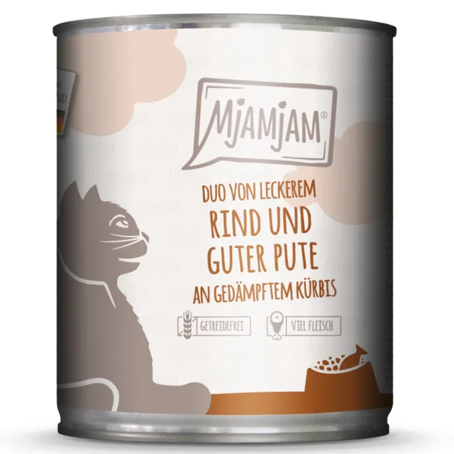 MjAMjAM Duo 6 x 800 g - hovězí a krůtí s dýní