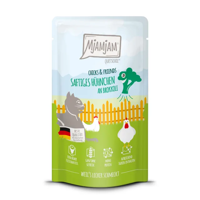 MjAMjAM kapsička 12 x 125 g - Chicks & Friends šťavnaté kuře s brokolicí