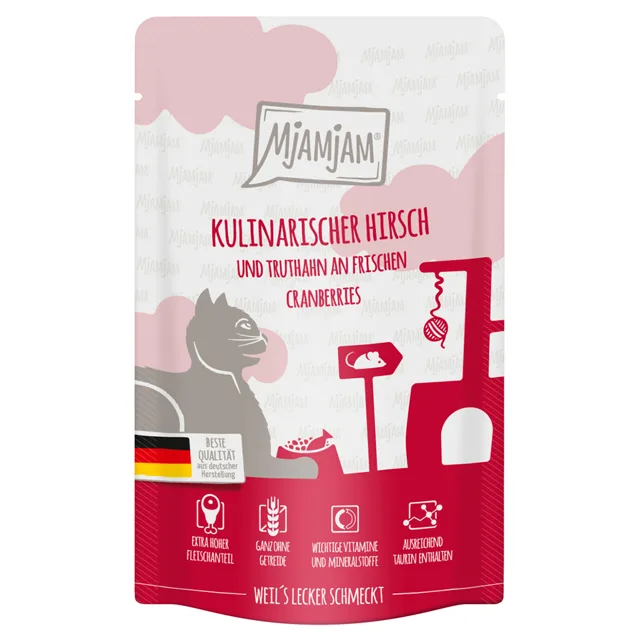 MjAMjAM kapsička 12 x 125 g - kulinářský jelen a krocan s čerstvými brusinkami