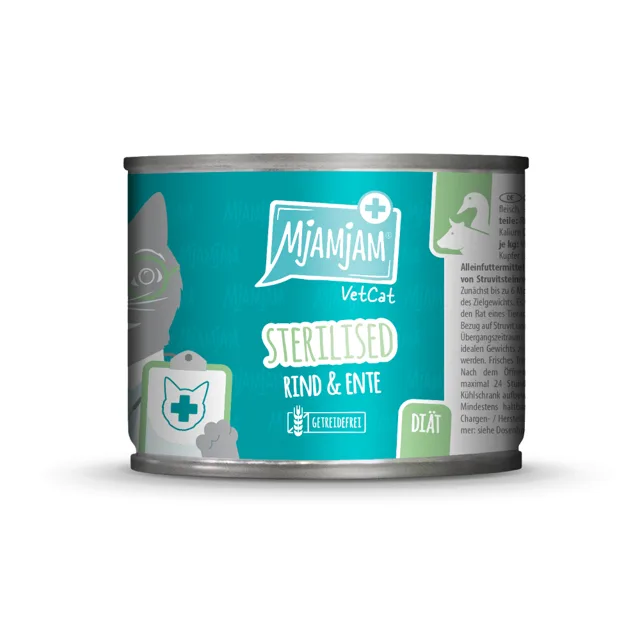MjAMjAM VetCat Sterilised 6 x 200 g - hovězí a kachní