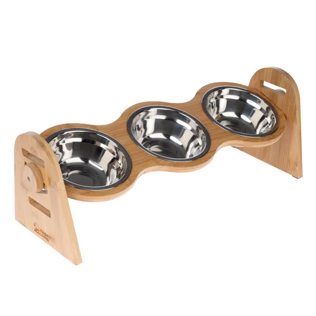 Modern Living Bohemian bambusový pult s miskami - 3 x 450 ml, D 52 x Š 18 x V 18 cm