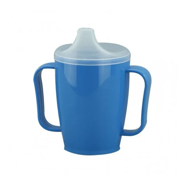 MODOM Hrnek s pítkem se dvěma víčky 250 ml modrý