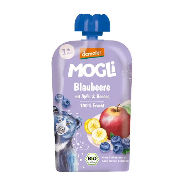 MOGLi BIO Borůvková kapsička jablko a banán 100 g