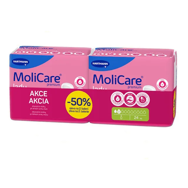 MOLICARE Lady inkontinenční vložky 2 kapky duopack 2 x 12 kusů