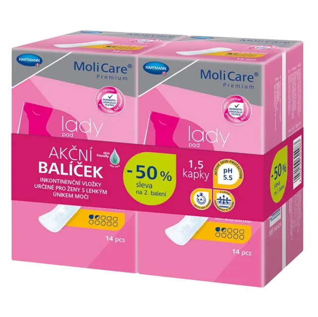 MOLICARE Premium ladypad inkontinenční vložky 2 x 14 kusů 1,5 kapky