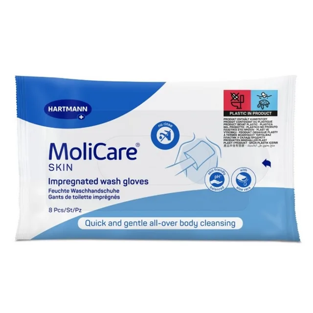 MOLICARE Skin napuštěné mycí žínky 8 kusů