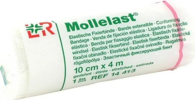 Mollelast obinadlo elastické fixační 10cm x 4m v celofánu 1 ks