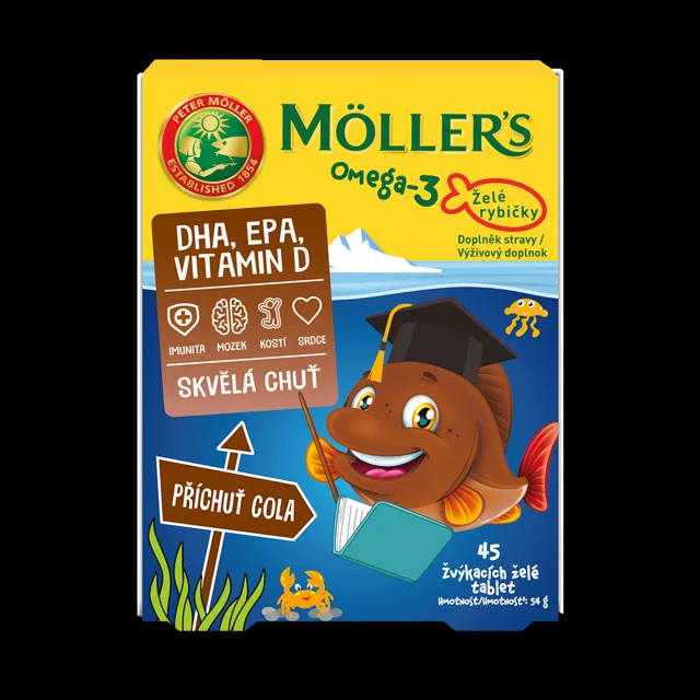 MÖLLER´S Omega 3 želé rybičky Cola 45 kusů