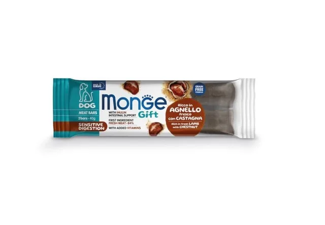 MONGE Dog Adult Meat bars Sensitive digestion Jehněčí s kaštany 2x40 g