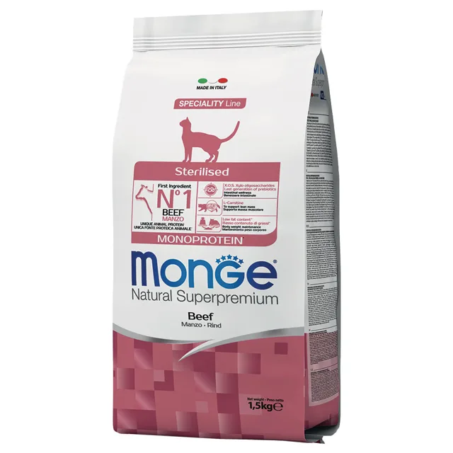 Monge Monoprotein Cat Sterilized hovězí krokety - 3 x 1,5 kg