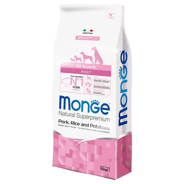 Monge Superpremium All Breeds Adult vepřové maso, rýže a brambory - 12 kg