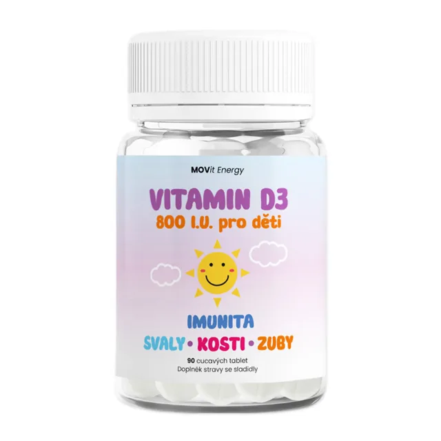 MoviD3k vitamin D3 pro děti 800 I.U. 90 tablet s příchutí pomeranče