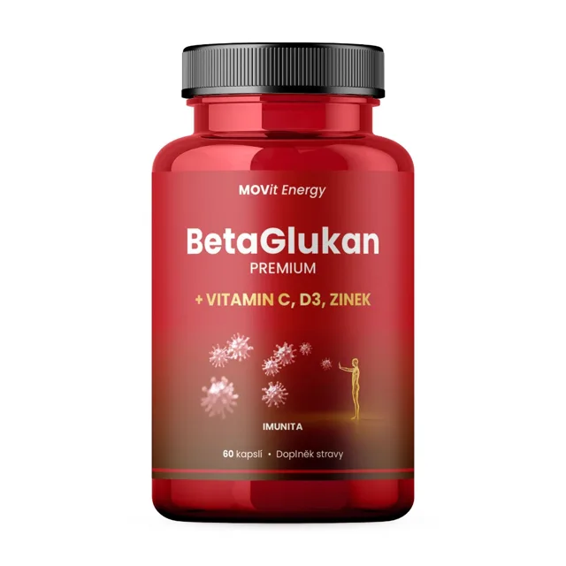 MOVit Energy BetaGlukan 350 mg + Vitamin C, D3, Zinek PREMIUM 60 kapslí