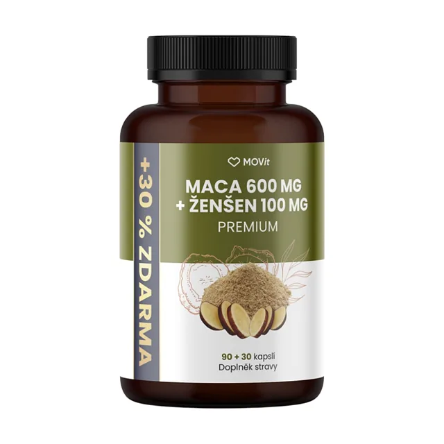 MOVIT ENERGY Maca 600 mg + Ženšen 100 mg, 90 + 30 kapslí