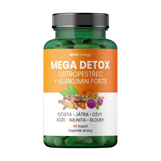 MOVIT ENERGY Mega detox Ostropestřec a Kurkumin forte 60 veganských kapslí