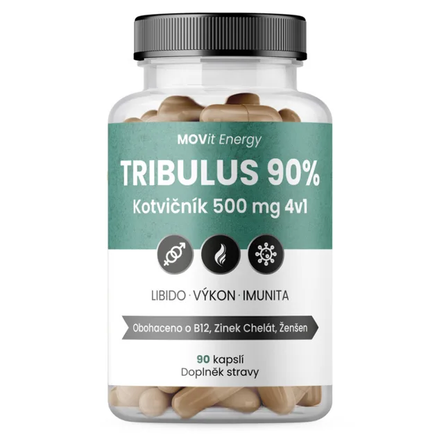 MOVIT ENERGY Tribulus 90% kotvičník 500 mg 4 v 1 90 kapslí