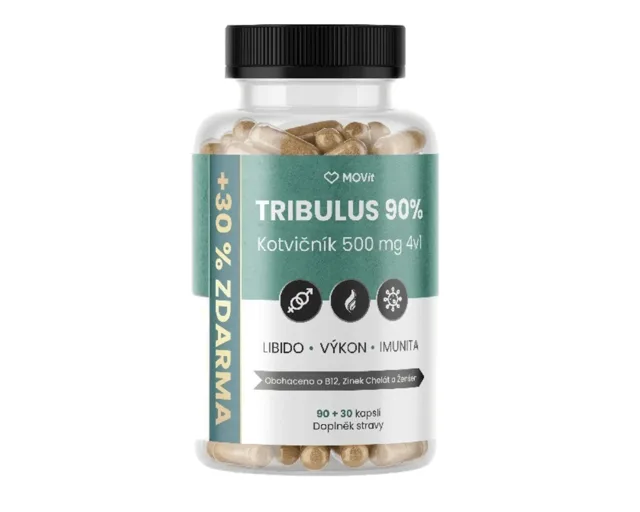 MOVit Energy TRIBULUS 90% Kotvičník 500 mg 4v1 120 kapslí