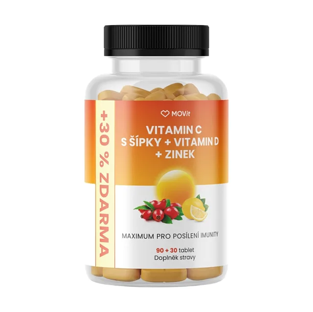 MOVIT ENERGY Vitamín C  + Vitamin D + Zinek PREMIUM, 90 + 30 tablet