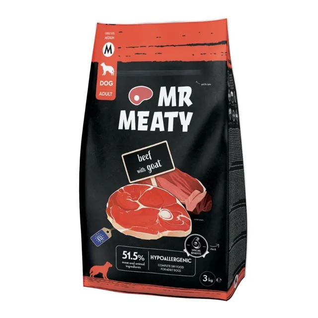 MR MEATY Dog Beef with Goat M 3 kg hovězí s kozím masem, krmivo pro psy