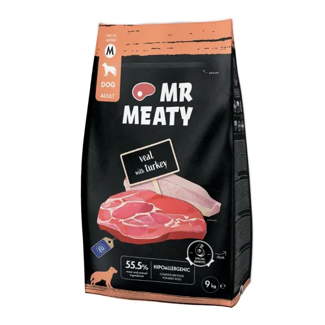 MR MEATY Dog Veal with Turkey M 9 kg telecí s masem krůty granule pro psy