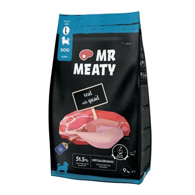 MR MEATY Puppies Veal with Quail L 9 kg telecí s masem křepelky granule pro štěňata