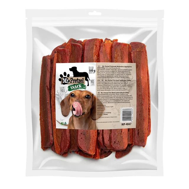 MR. PRETZEL Hovězí Jehněčí Jelen 500g pamlsek pro psa