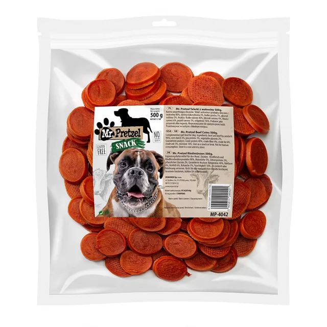 MR. PRETZEL Hovězí plátky 500g psí pamlsek