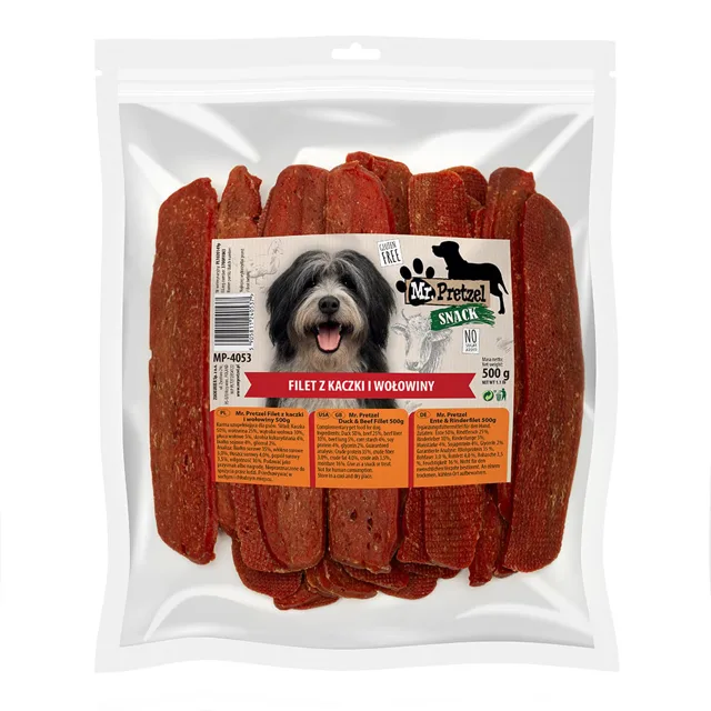 MR. PRETZEL Kachní a hovězí filet 500g pamlsky pro psa