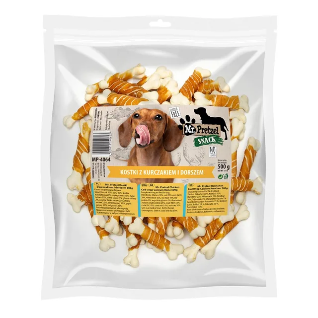 MR. PRETZEL Kosti s kuřecím masem a treskou 500g pamlsek pro psa