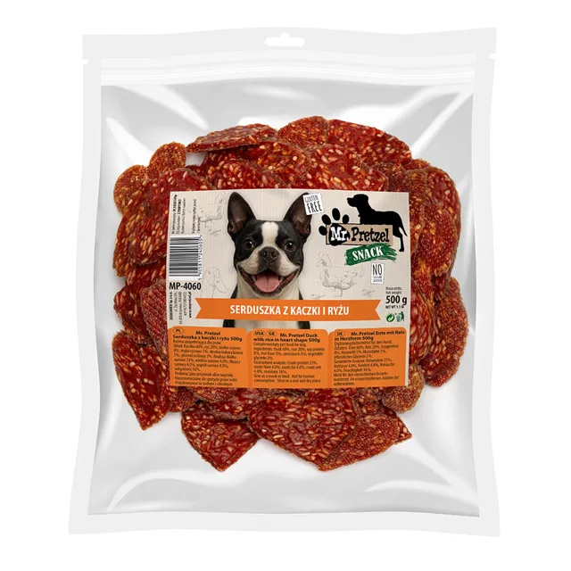MR. PRETZEL Srdíčko z rýže a kachny 500g pamlsek pro psa