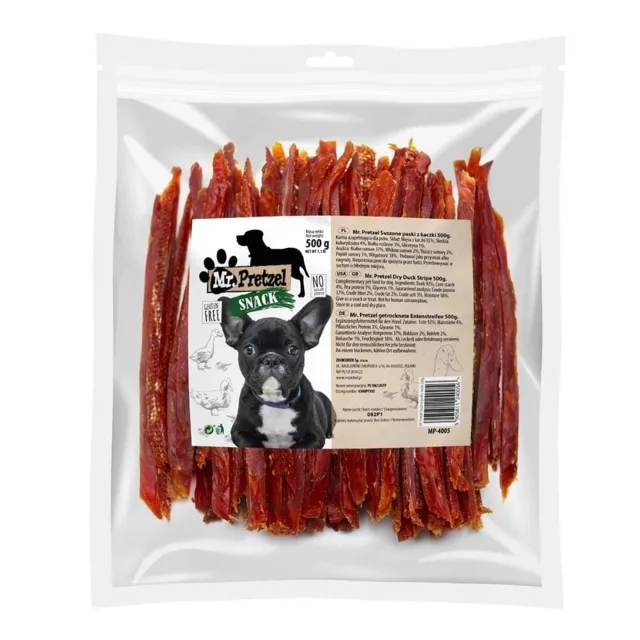 MR. PRETZEL Sušené pásky z kachny 500 g pamlsek pro psa