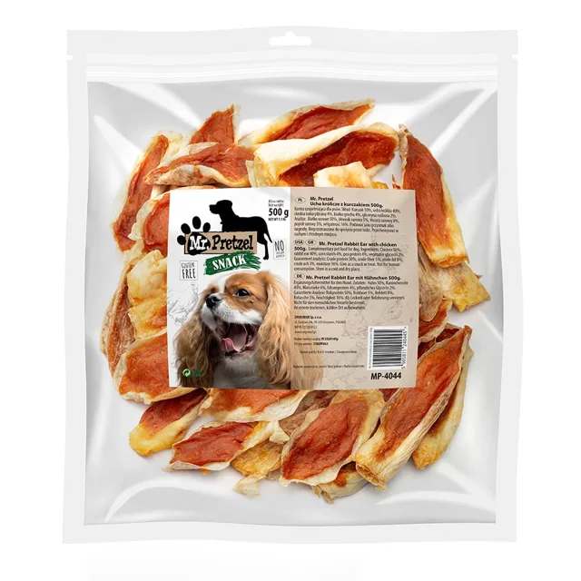 MR. PRETZEL Ucho králičí s kuřetem 500g pamlsek pro psa