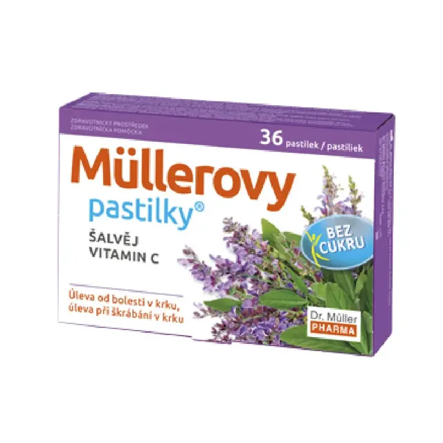 Müllerovy pastilky se šalvějí bez cukru 12 ks
