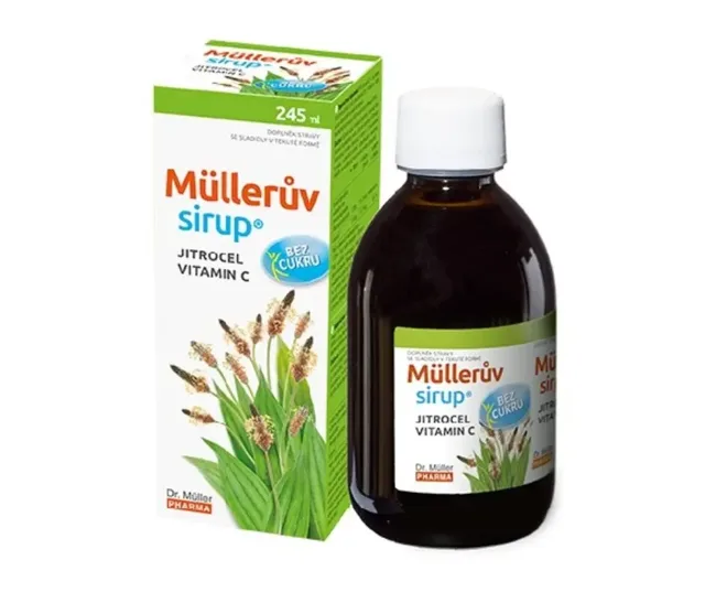 Müllerův sirup s jitrocelem bez cukru 245 ml