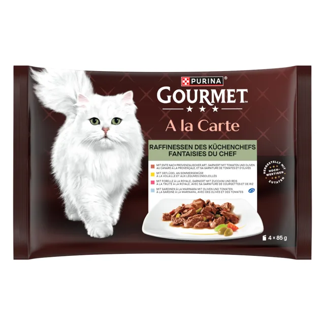Multipack - Gourmet A la Carte kapsičky 4 x 85 g - kachna, drůbeží, sardinky, pstruh