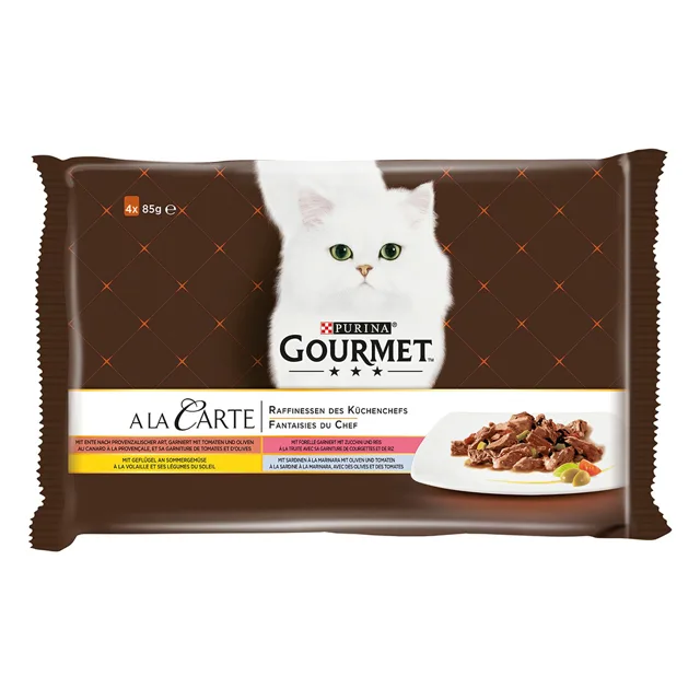 Multipack - Gourmet A la Carte kapsičky 4 x 85 g - kuře, pstruh, hovězí, treska