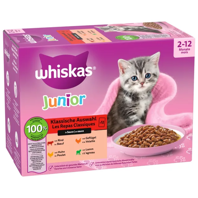 Multipack Whiskas Junior kapsičky 12 x 85 g / 100 g  - klasický výběr v omáčce (85 g)