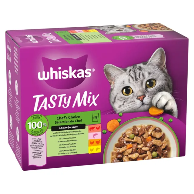 Multipack WHISKAS TASTY MIX kapsičky 48 x 85 g - Fish of the Day v omáčce