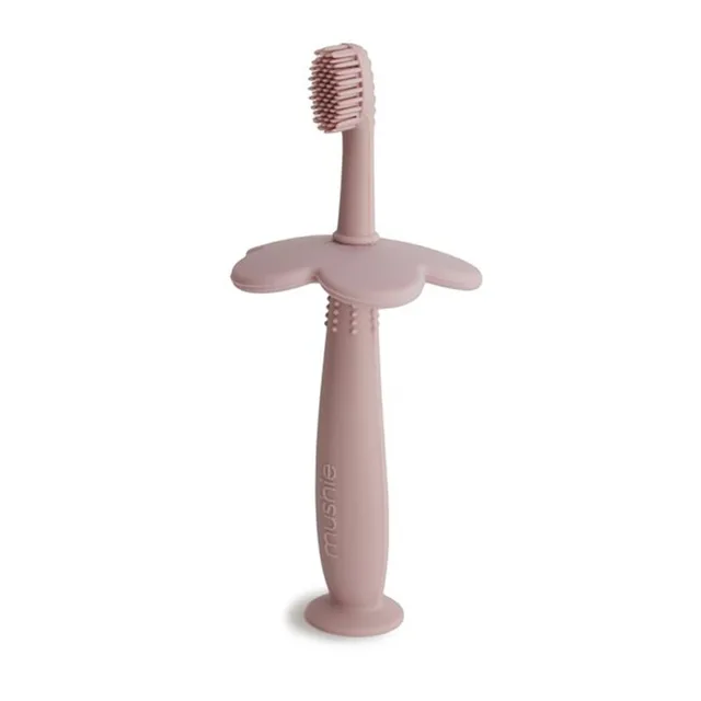 Mushie Learning Toothbrush zubní kartáček Flower Blush 1 ks