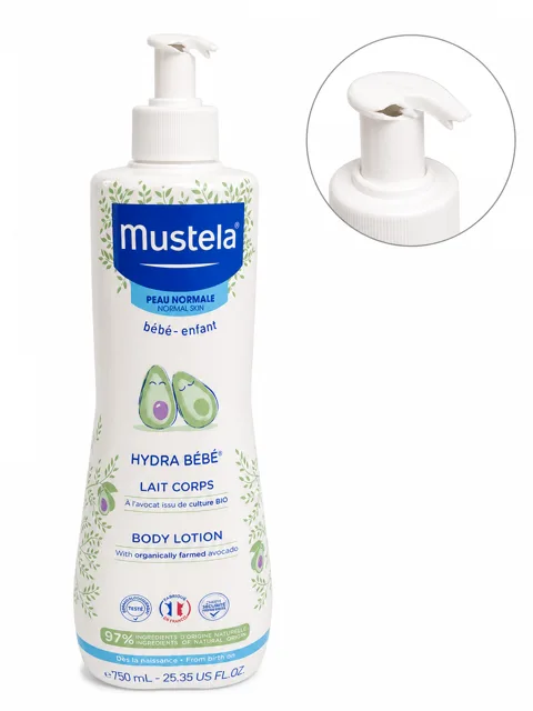 Mustela Hydra Bébé – hydratační tělové mléko pro děti, 750 ml (poškozený aplikátor)