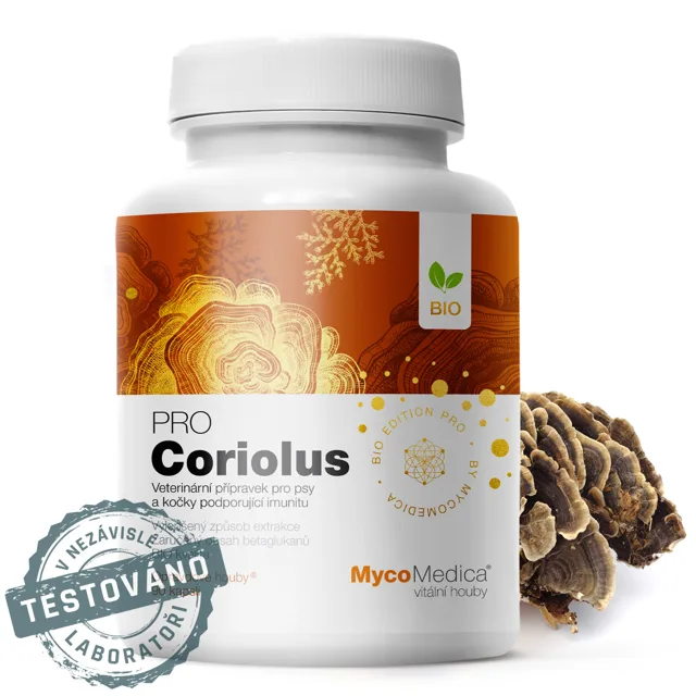 MycoMedica Coriolus PRO, Veterinární přípravek pro psy a kočky, 90 rostlinných kapslí