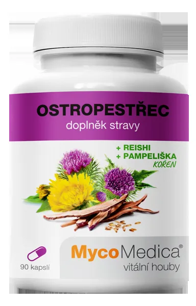 MycoMedica Ostropestřec mariánský extrakt s extraktem z reishi a pampelišky, 90 rostlinných kapslí