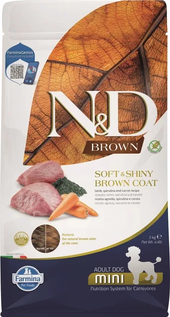 N&amp;D Brown Dog Adult Mini Lamb, Spirulina &amp; Carrot 2 kg