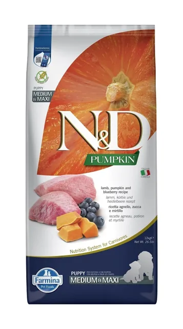 N&amp;D GF Pumpkin Lamb &amp; Blueberry Puppy Medium &amp; Maxi 12 kg