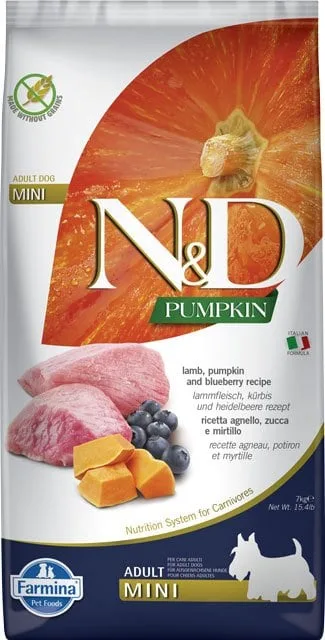 N&amp;D Grain Free Pumpkin Dog Adult Mini Lamb &amp; Blueberry 7kg