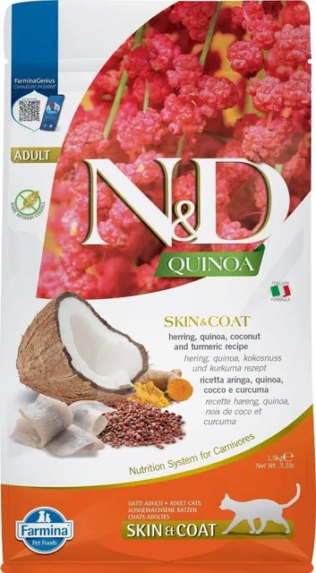 N&amp;D Grain Free Quinoa Cat skin &amp; coat herring &amp; coconut 1,5 kg