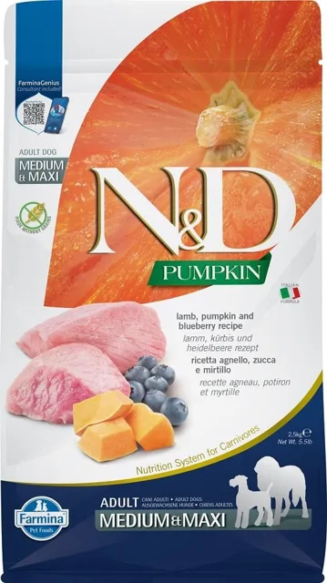 N&amp;D GrainFree Pumpkin Dog Adult M/L Lamb &amp; Blueberry 2,5kg