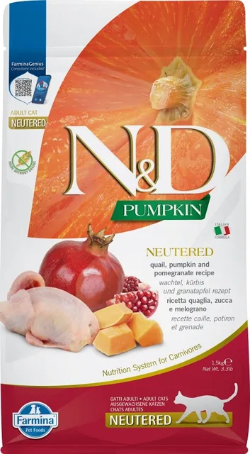 N&amp;D GrainFree Pumpkin Neutered Quail &amp; Pomegranate 1,5kg