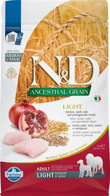 N&amp;D Low Grain Adult Light M/L Chicken &amp; Pomegranate 2,5 kg
